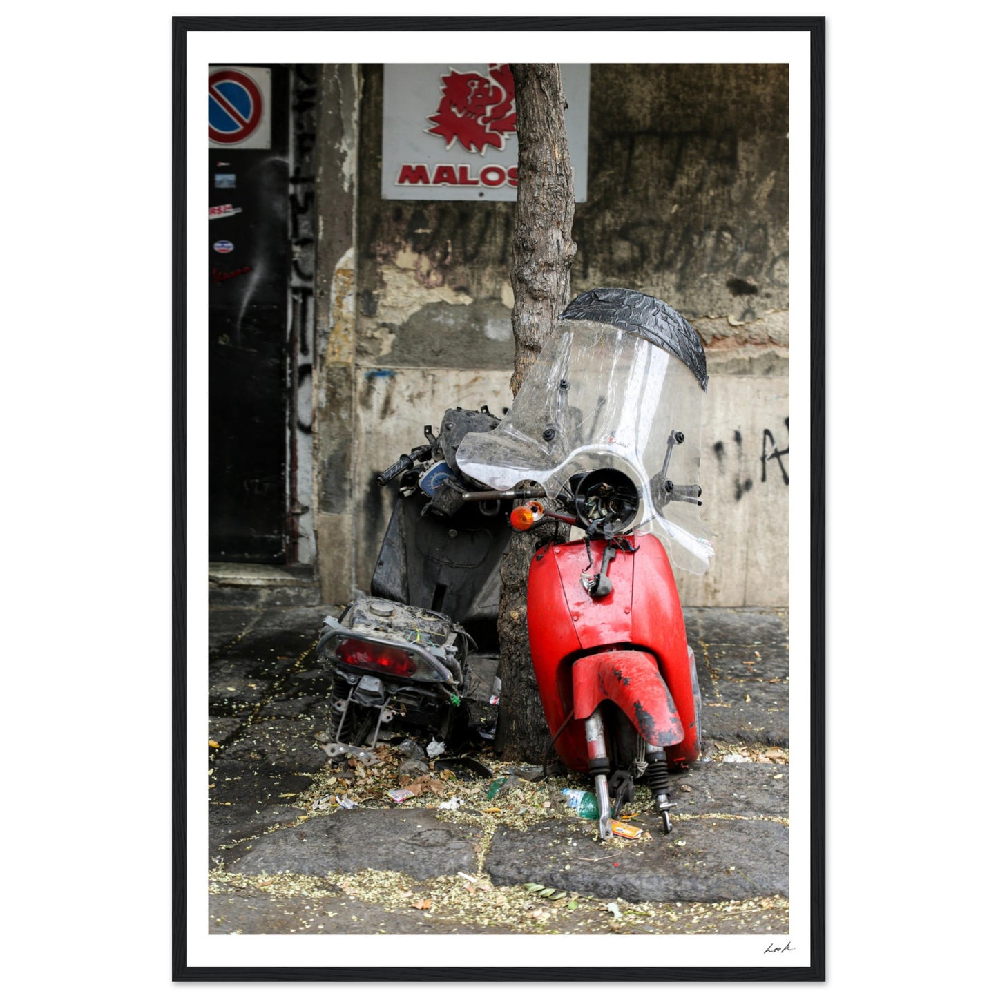 Street of Catania - Premium Matte Paper Wooden Framed Poster